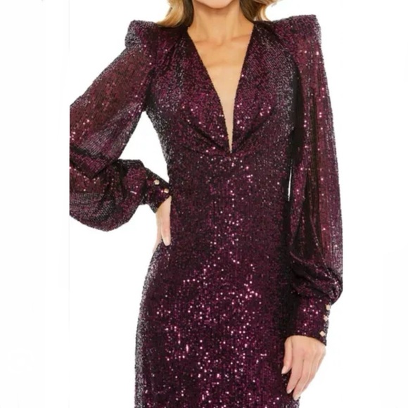 NWT Mac Duggal Sequin Puff Sleeve Midi Dress, 14 - Picture 1 of 9